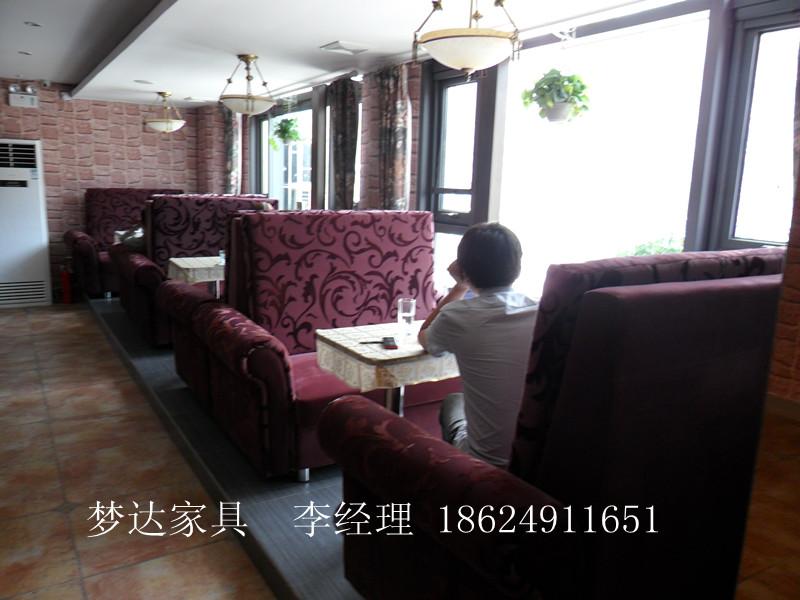 供应用于皮革的郑州咖啡厅西餐厅茶楼卡座火锅沙发餐饮奶茶店定做酒店家具 沙发桌椅