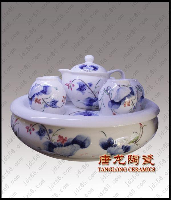 供应定做礼品陶瓷茶具，商务礼品陶瓷茶具，大盘陶瓷茶具图片