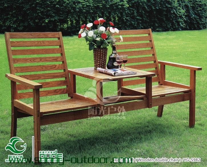 供应全新红樱桃实木户外家具木桌椅、双人连几椅子