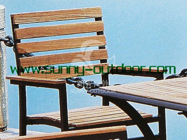 供应铝木方桌椅、扶手椅子、方桌子、户外餐桌椅