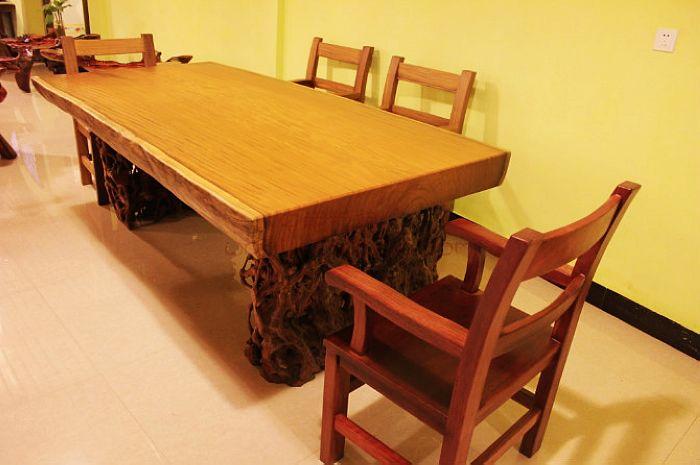 极品巴西鬼脸花梨原木实木大板 红木家具原木桌实木餐桌书桌茶桌