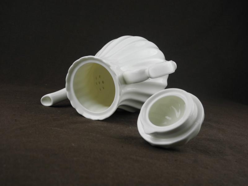 潮州市纯白骨质水壶下午茶壶带过滤孔壶厂家