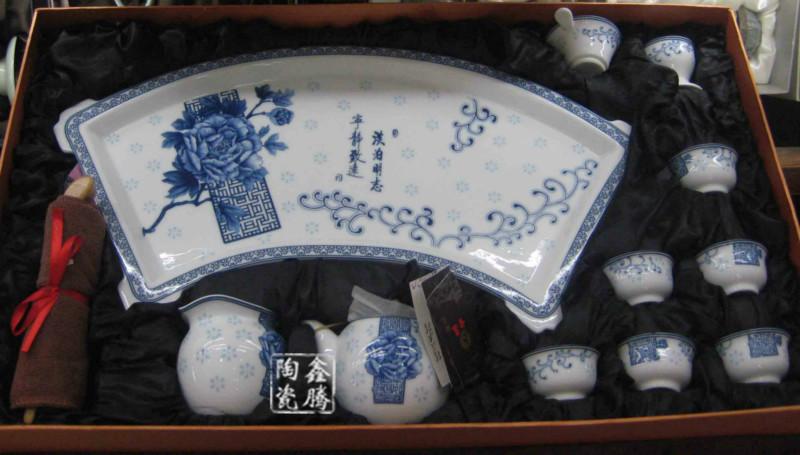 供应精美陶瓷茶具-厂家批发，青花瓷茶具，礼品赠送