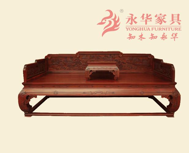 供应古典红木家具仿清百子罗汉床老挝“大红酸枝”广州永华
