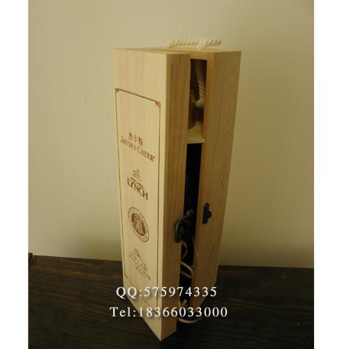 红酒盒木盒 单支装 松木红酒包装盒 定做酒盒 葡萄酒礼盒 批发图片