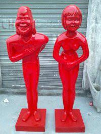 供应上海玻璃钢迎宾人物雕塑