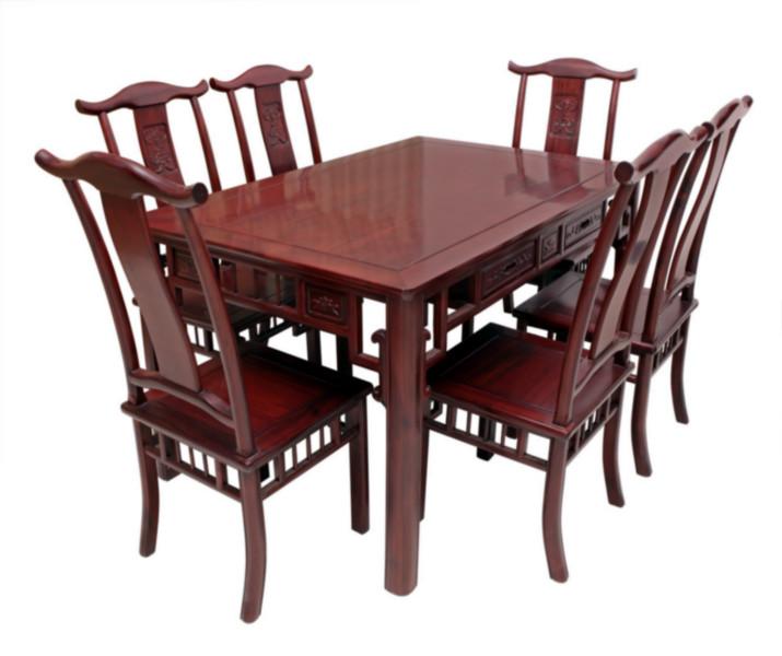 供应明清古典中式富贵餐桌椅组合7件套正宗花梨木实木家具红木厂家直销