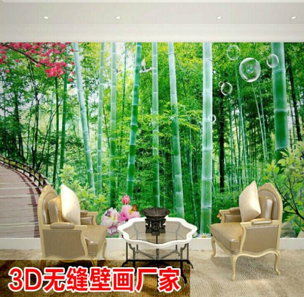 供应热卖3D风景大型壁画个性竹子壁画 大型无缝壁画