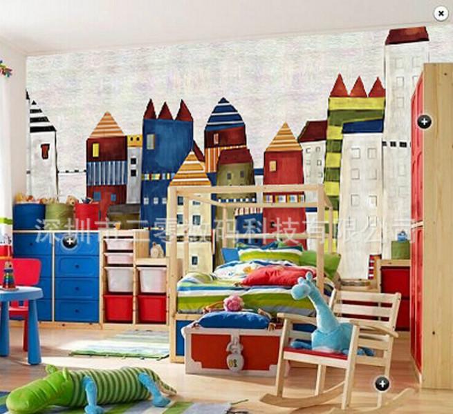 男女孩艺术卧室背景墙纸超环保儿童房壁纸定制大型卡通壁画城堡