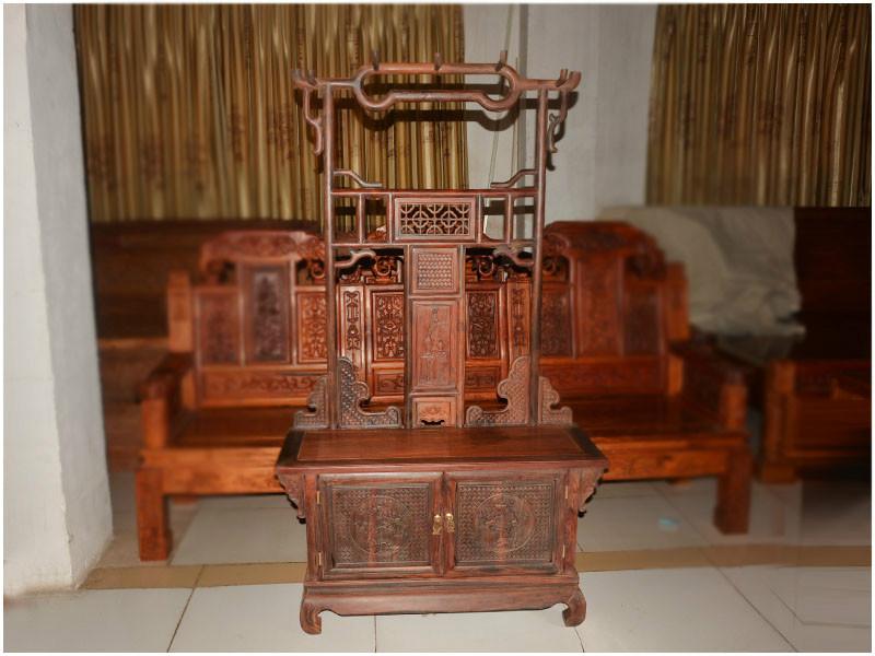 老挝红酸枝木衣帽架/中式仿古典落地衣架子/红木家具/实木衣挂