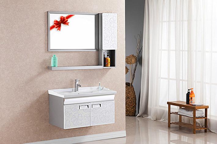 供应浴室家具套装不锈钢浴室柜镜子置物图片