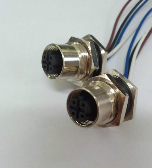 供应M12插座3芯4芯5芯8芯12芯/针型孔型/带线插座