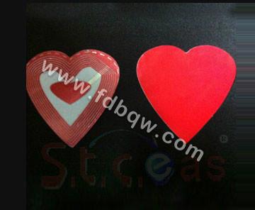 供应RF-EAS心形防盗标签，心形防盗标签，心形软标签