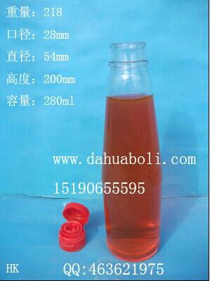 供应厂家直销280ml锥形麻油玻璃瓶,徐州橄榄油瓶批发定做