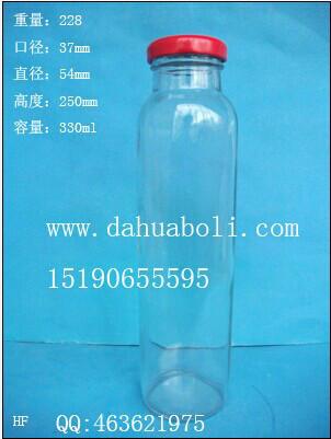 供应厂家热销330ml果汁饮料玻璃瓶,徐州果茶玻璃瓶生产商