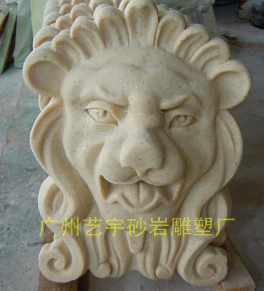 供应砂岩狮子头喷水雕塑现货 狮子头喷泉有模价格优惠 狮子头价格