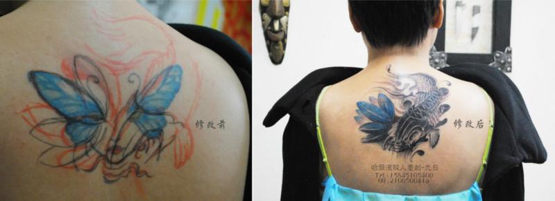 供应哈尔滨纹身遮盖纹身鱼修改蝴蝶