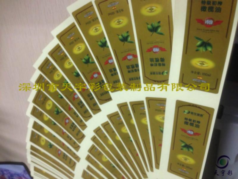 供应深圳食品不干胶标签金色橄榄油标签TYC-003首选深圳天宇彩厂家图片