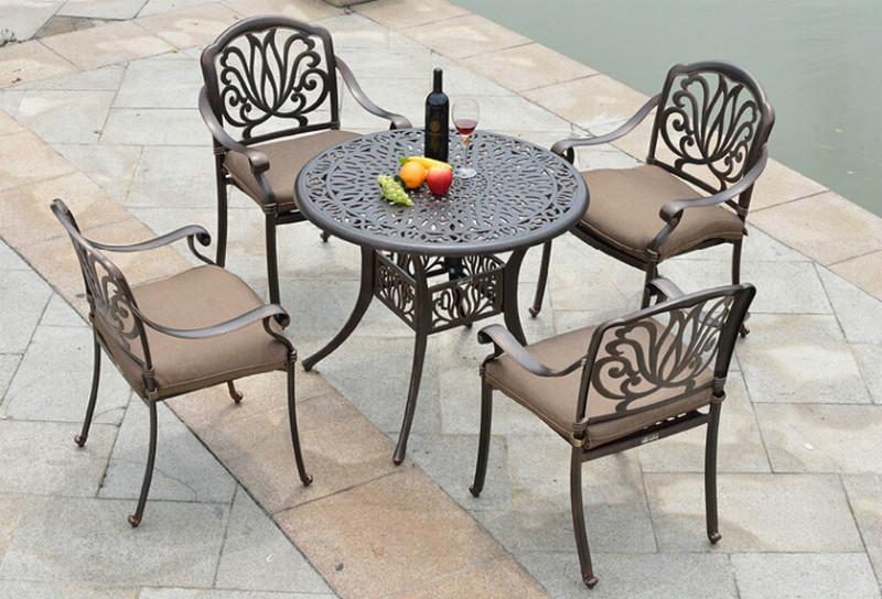 供应金美斯户外桌椅休闲铸铝花园五件套装家具 阳台庭院室外桌椅