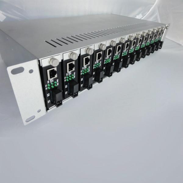 供应直插式机架式光纤收发器14槽双电源