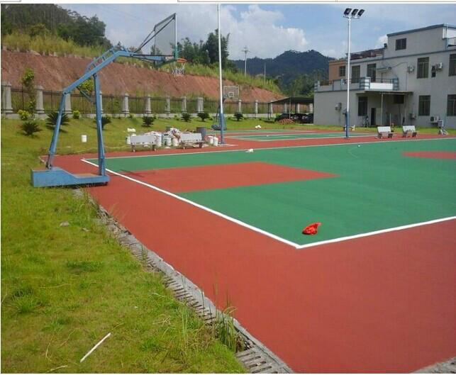 供应用于篮球场地面漆的深圳篮球场改造硅PU篮球场