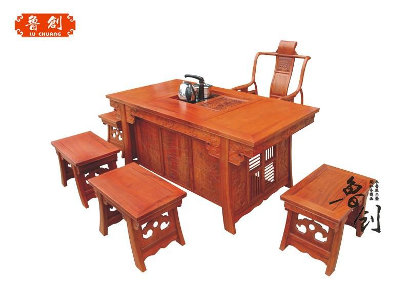 东阳红木厂家 鲁创红木家具公司 红木家具 红木茶台 将军茶桌图片
