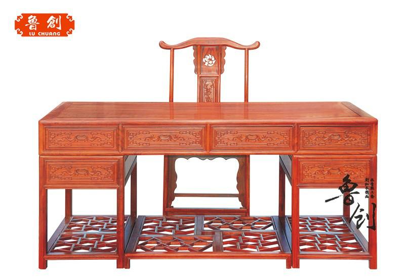 东阳红木厂 鲁创红木 红木家具 红木办公桌 古典家具 供应明式办公桌