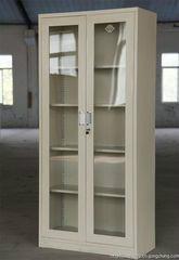 供应铁皮柜通体玻璃对开门 文件柜 钢制办公家具 简约大方的设计