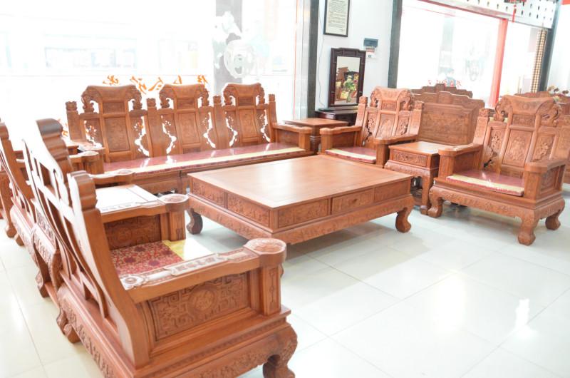 供应东阳木雕中式彪云沙发客厅组合10件套红木家具批发