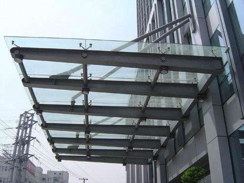 供应钢结构玻璃雨棚 门头钢结构玻璃雨棚