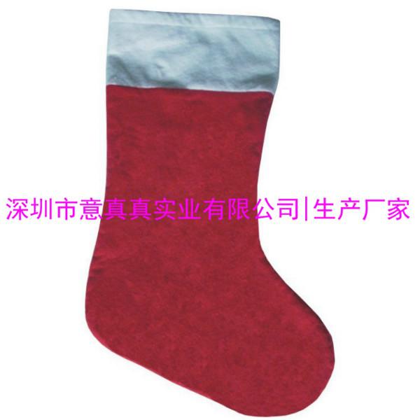 供应红色毛绒圣诞袜 圣诞节装饰 长筒圣诞袜子 高档外贸圣诞袜定制