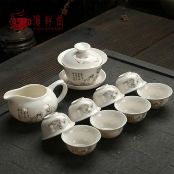 泉州市陶瓷10头金龙功夫茶具茶盘整套批发厂家