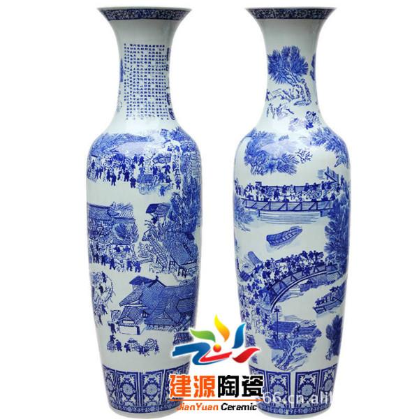 供应陶瓷大花瓶，青花陶瓷大花瓶，清明上河图陶瓷大花瓶