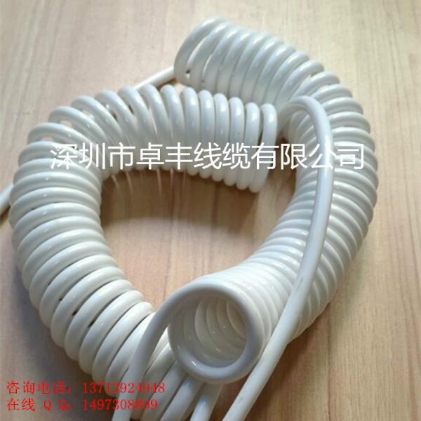 供应白色5芯拉伸曲线 可加工端子螺旋电线电缆弹簧电线规格