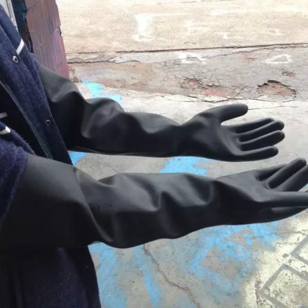 供应济南加厚带颗粒乳胶喷砂手套，65公分长橡胶喷砂手套