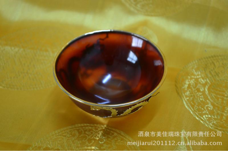 巴西红玛瑙茶碗金镶红玛瑙高档礼品