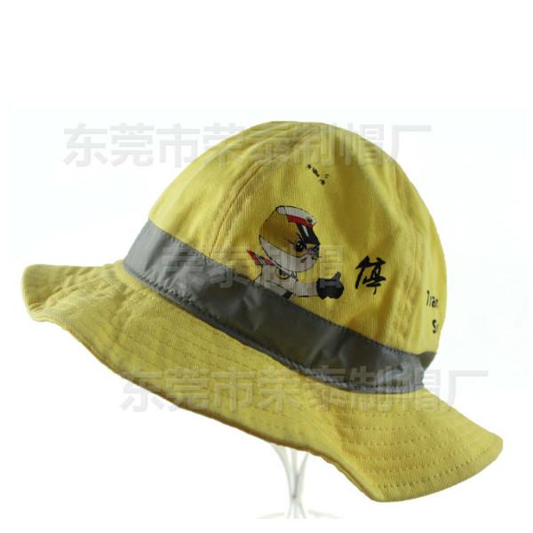 供应儿童安全帽黄色安全渔夫帽盆帽定做纯棉学生渔夫帽夏天小孩遮阳渔夫帽图片