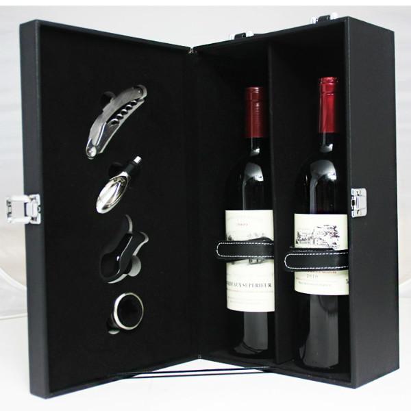 双支皮质红酒盒现货促销皮盒定制批发