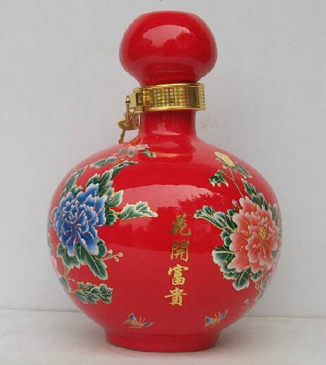 供应中国红陶瓷酒瓶5斤装球瓶厂家直销